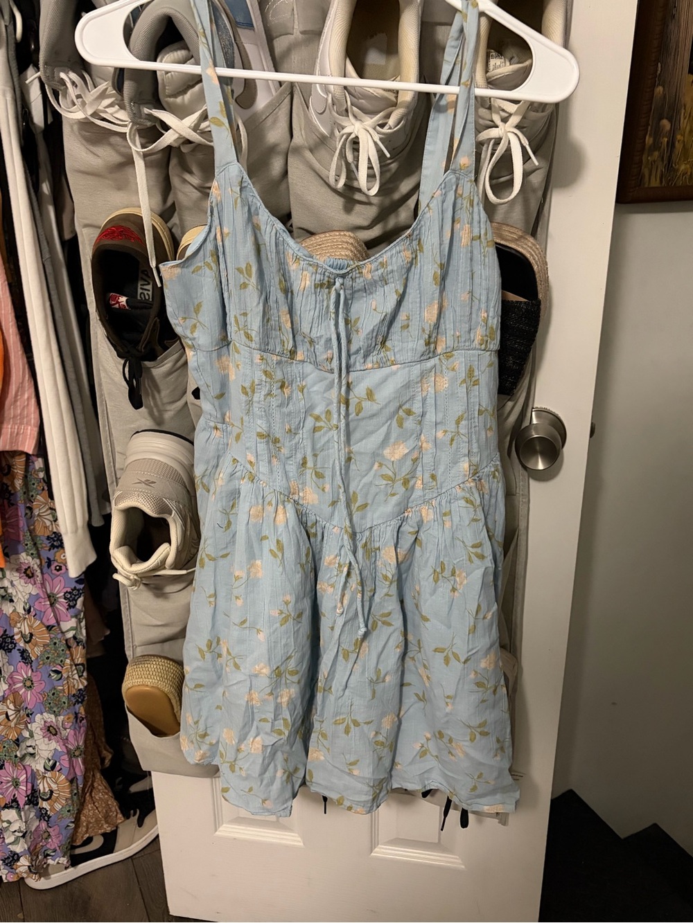 American Eagle Outfitters Light Blue Floral Mini Dress